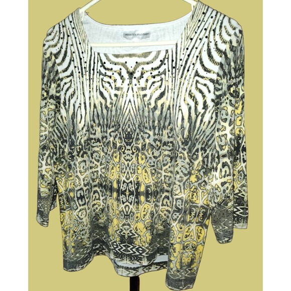 Rebecca Malone Animal Print Top with Half Sleeves - Picture 1 of 3